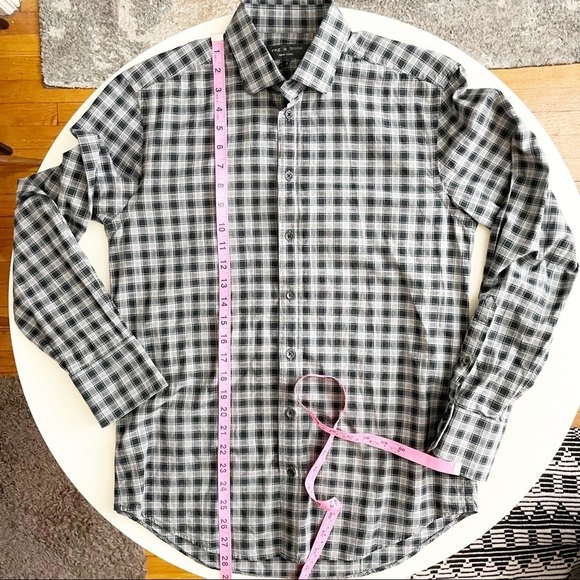 Rag & Bone Men’s Slim Fit Lightweight Cotton Check Button Shirt 15” Neck - Picture 4 of 9
